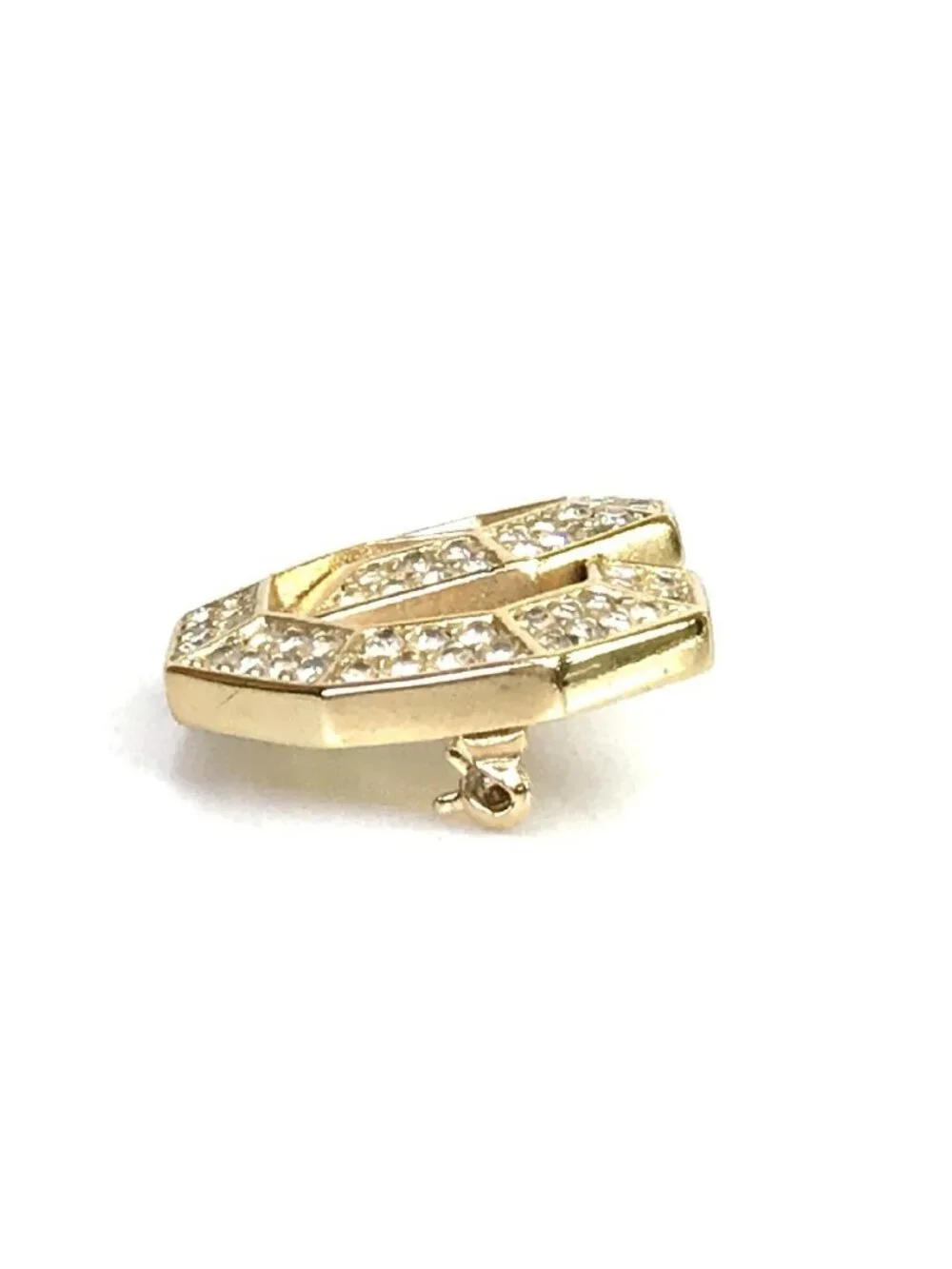 Dior Brooch Gold Interlocking Rhinestone